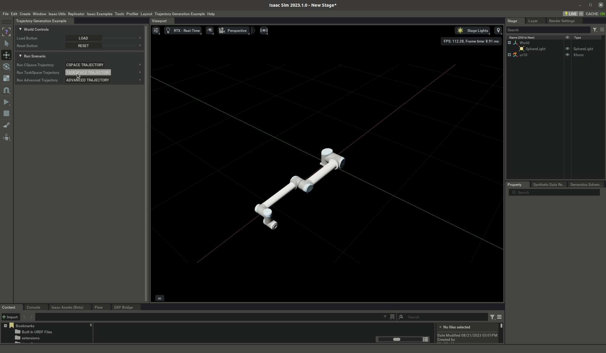 Following a Task-Space Trajectory with LulaTaskSpaceTrajectoryGenerator